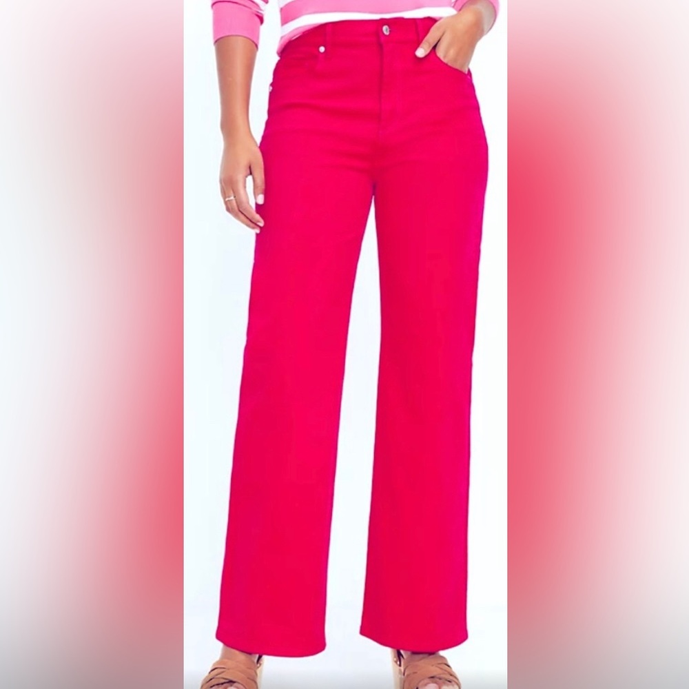 Ann Taylor LOFT wide leg denim pink size 27/4